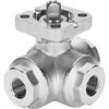 3-Way ball valve Series: VZBA Stainless steel/PTFE L-bore Bare stem PN63 Internal thread (BSPP) 1/4" (8)